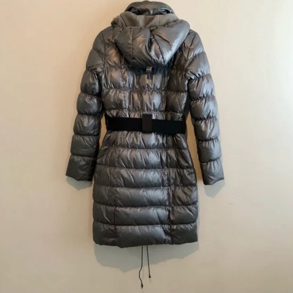 Vero Moda Iman 3/4 Puffer Thick Comfy Belted Hooded Winter Jacket Coat Grey - Picture 7 of 15